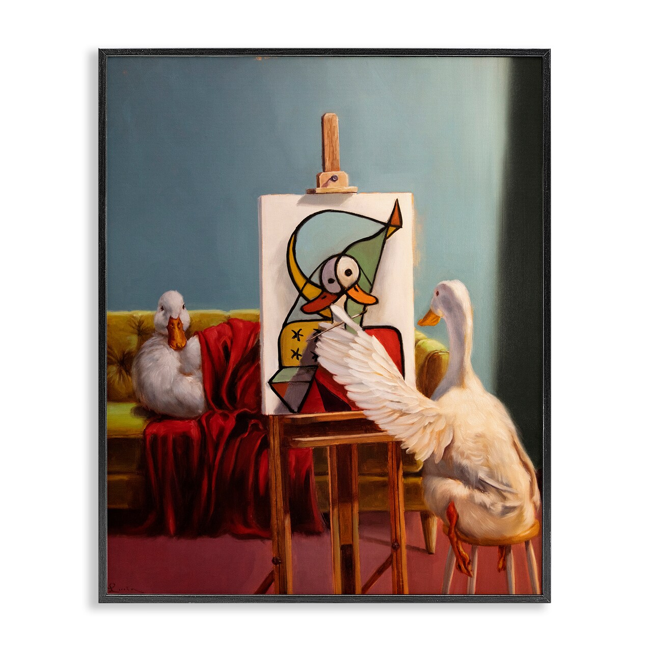 Stupell Industries Duckcasso Funny Painter Duck Framed Giclee, design by Lucia Heffernan